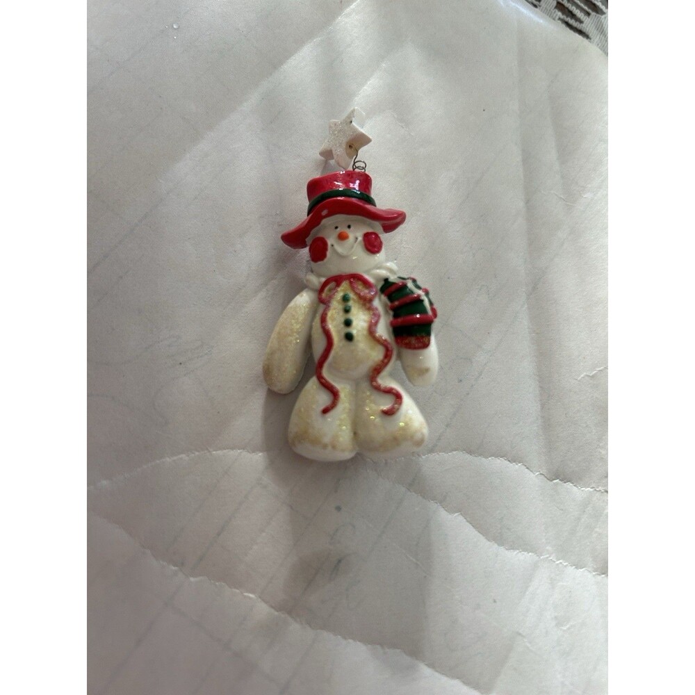Vintage Festive Snowman Pin with Red Hat